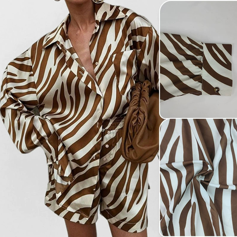 H&M Fall Striped Shorts Set Office Chic